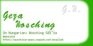 geza wosching business card